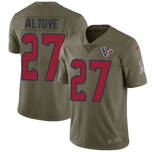 Nike Texans #27 Jose Altuve Olive Men's Stitched NFL Limited Salute to Service Jersey - Click Image to Close